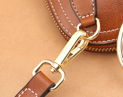 Leather Shoulder Bag with Cat Handle