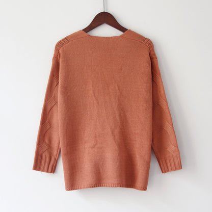 Zopfstrick-Pullover mit V-Ausschnitt „Marina“