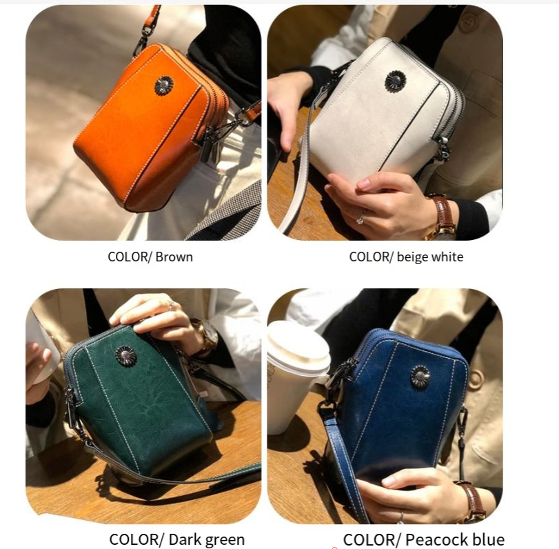 Small Cowhide Leather Crossbody Phone Bag