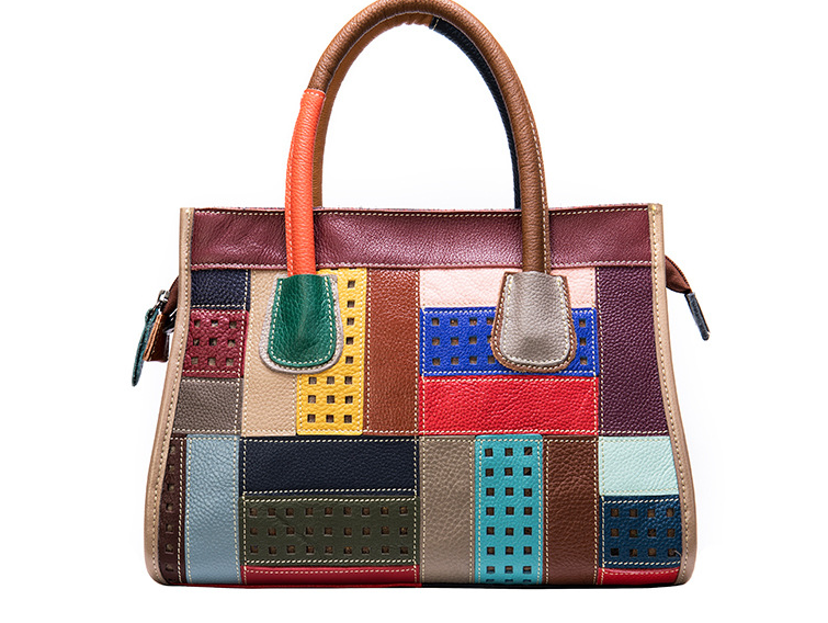 Patchwork Leather Boston Handbag