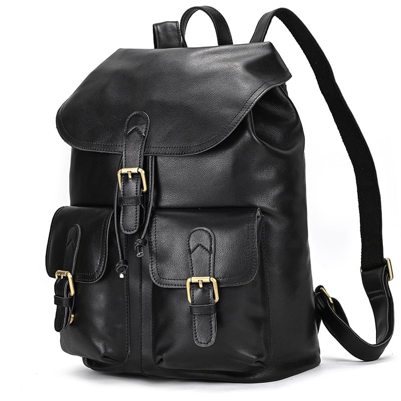 Vintage-Lederrucksack mit Kordelzug