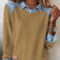 Denim-Collar Knit Pullover “Noemi”