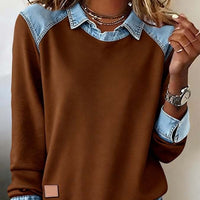 Denim-Collar Knit Pullover “Noemi”