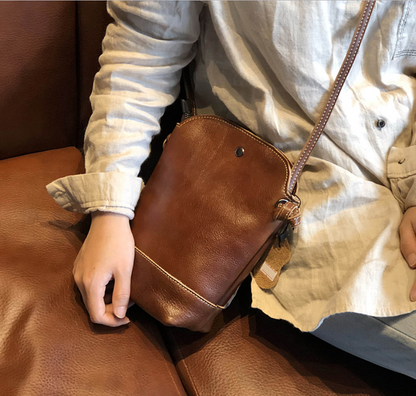Vintage Handmade Leather Crossbody Bag