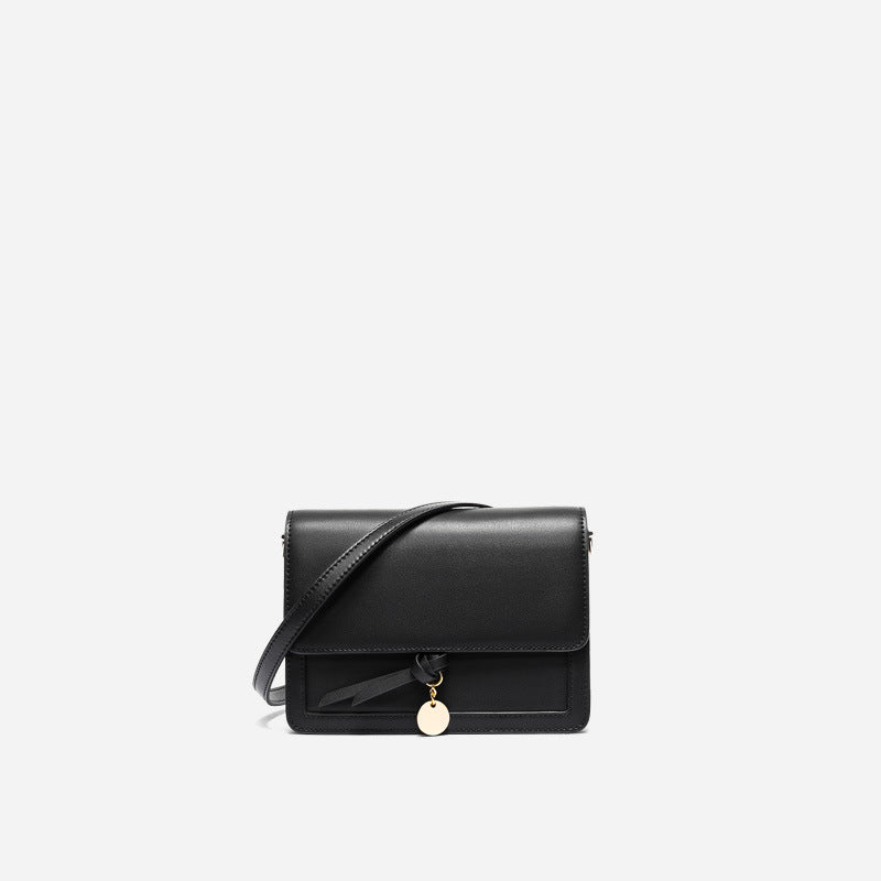 Leather Flap Crossbody Bag with Charm