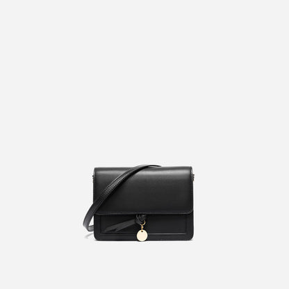 Leather Flap Crossbody Bag with Charm