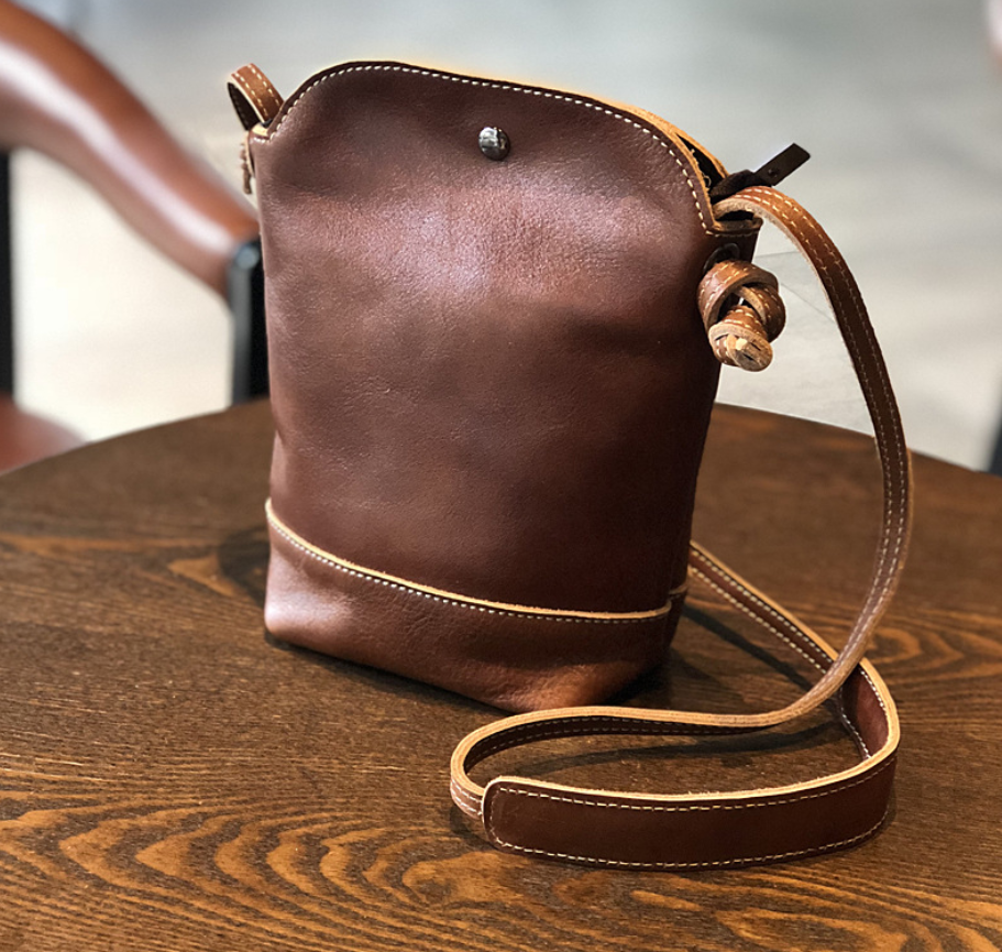 Vintage Handmade Leather Crossbody Bag