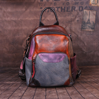Zweifarbiger Lederrucksack