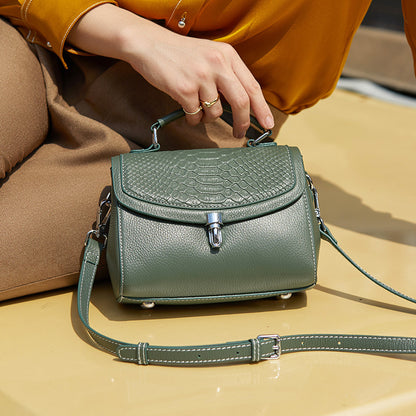 Croc-Embossed Leather Top-Handle Bag