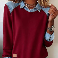 Denim-Collar Knit Pullover “Noemi”