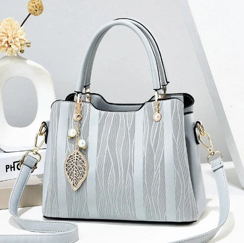 Faux Leather (PU) Handbag with Leaf Charm