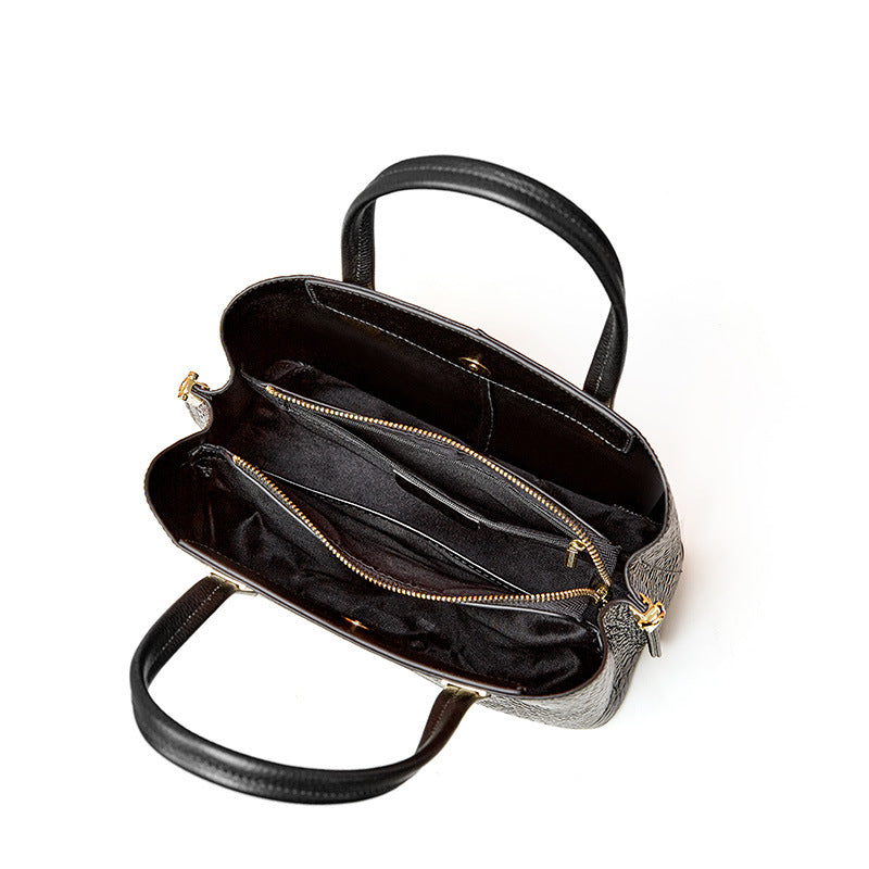 Croc-Embossed Leather Handbag