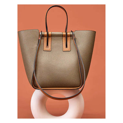 Lederhandtasche im Color-Block-Design