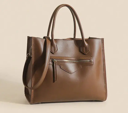 Genuine Leather Tote Bag for Women - Large Capacity