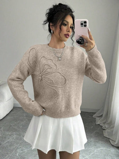 Embossed Flower Knit Sweater “Linnea”
