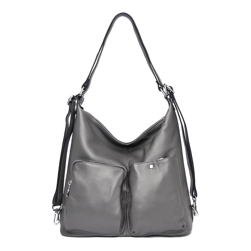 Wandelbare Schultertasche aus genarbtem Leder