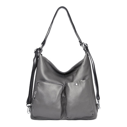 Wandelbare Schultertasche aus genarbtem Leder