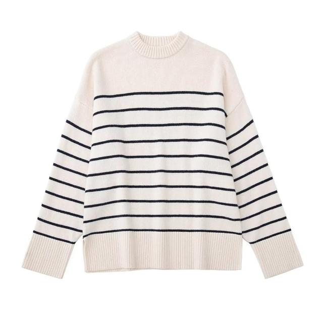 Women's Fashionable Striped Knitted Sweater for Fall/Winter