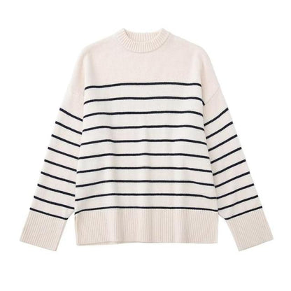 Women's Fashionable Striped Knitted Sweater for Fall/Winter