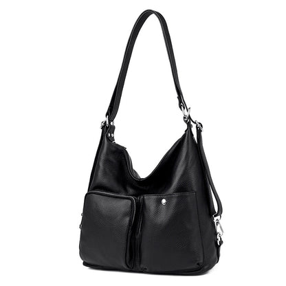 Wandelbare Schultertasche aus genarbtem Leder