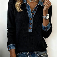 Denim-Collar Knit Pullover “Noemi”
