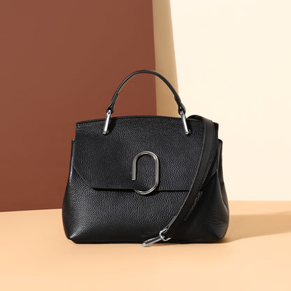 Two-Tone Leather Ring Handbag