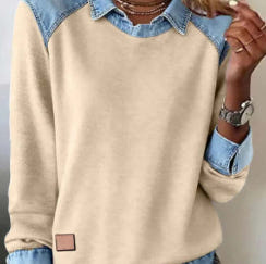 Denim-Collar Knit Pullover “Noemi”