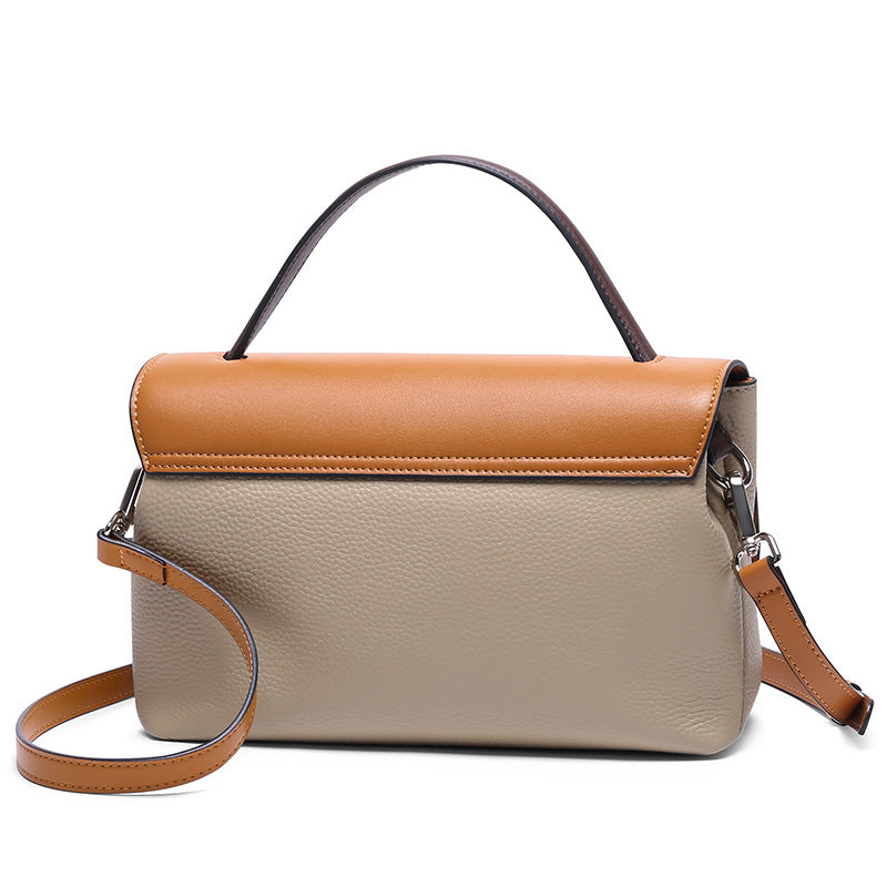 Two-Tone Leather Flap Handbag