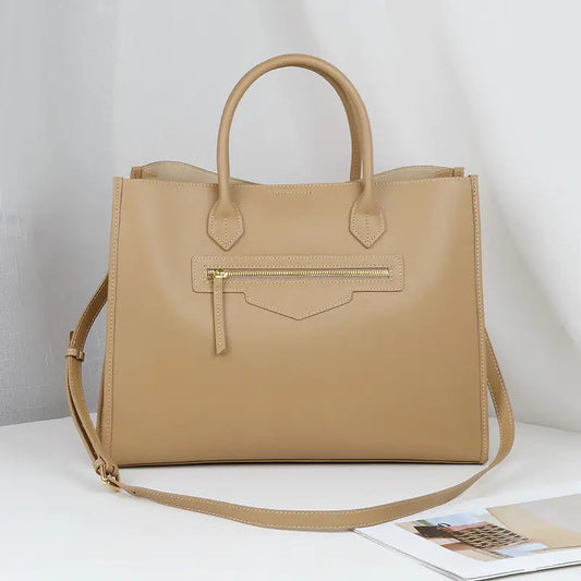 Genuine Leather Tote Bag for Women - Large Capacity