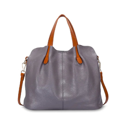 Simple Casual Soft Leather Tote Bag for Women