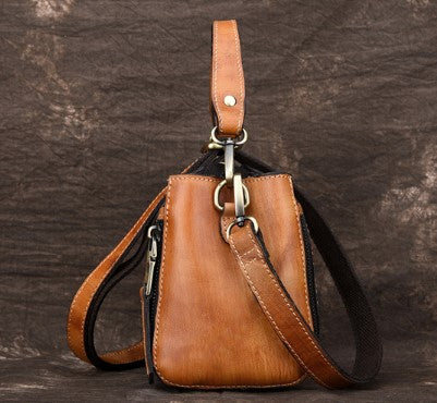 Floral Embossed Leather Handbag