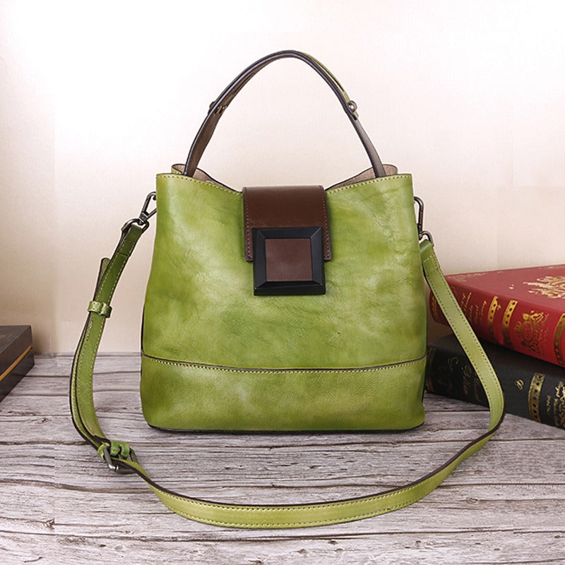 Retro Leather Bucket Handbag