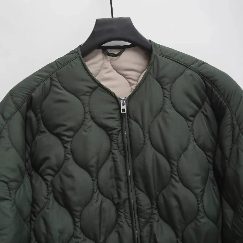 Collarless Quilted Jacket “Svea”