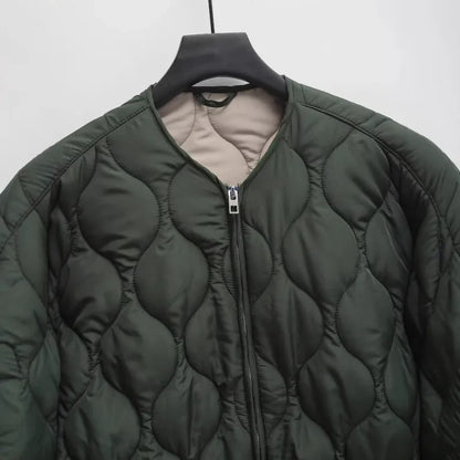 Collarless Quilted Jacket “Svea”