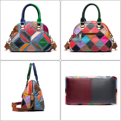 Patchwork Leather Dome Handbag