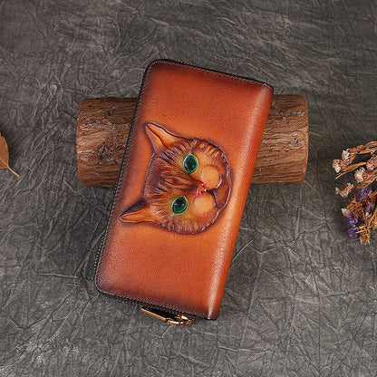 Hand-Painted Cat Leather Wallet