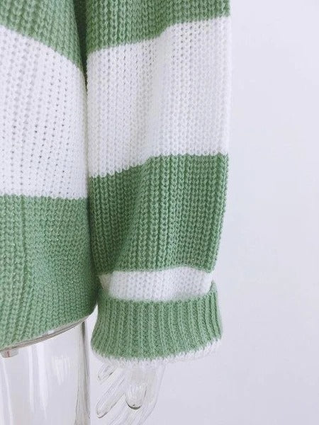 Block-Stripe Oversized Knit Sweater “Stella”