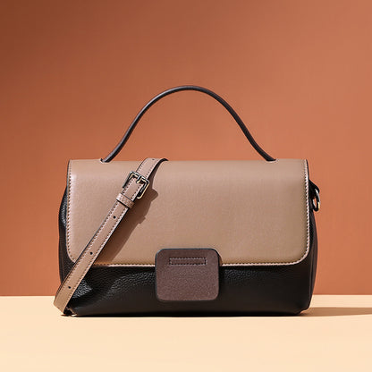 Two-Tone Leather Flap Handbag