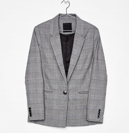 Glen Check One-Button Blazer “Signe”