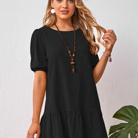 Ladies Short Sleeve Cotton Linen Dress