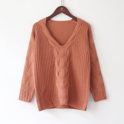 Zopfstrick-Pullover mit V-Ausschnitt „Marina“