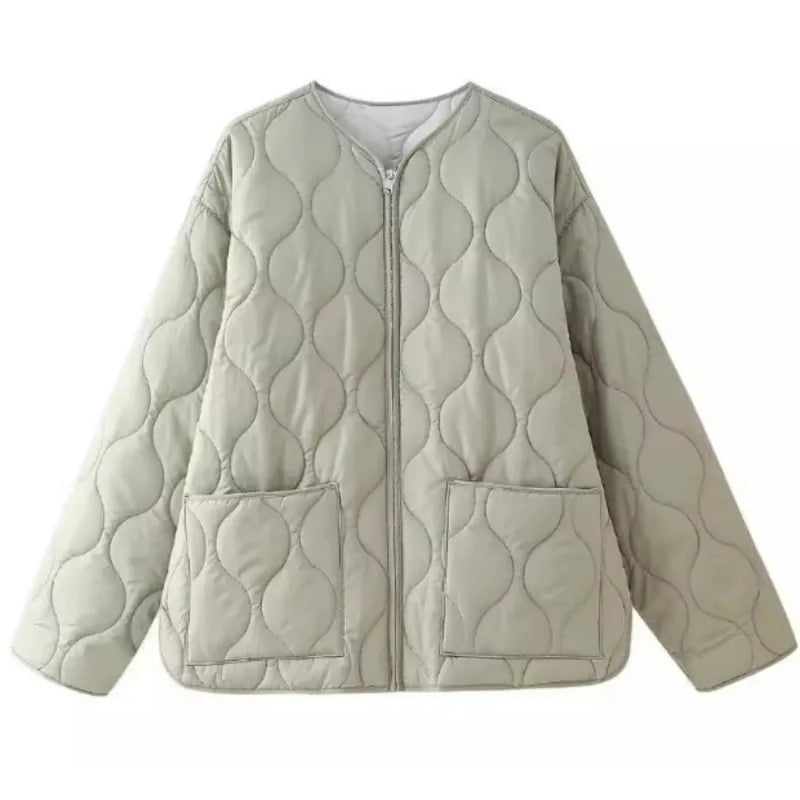 Collarless Quilted Jacket “Svea”