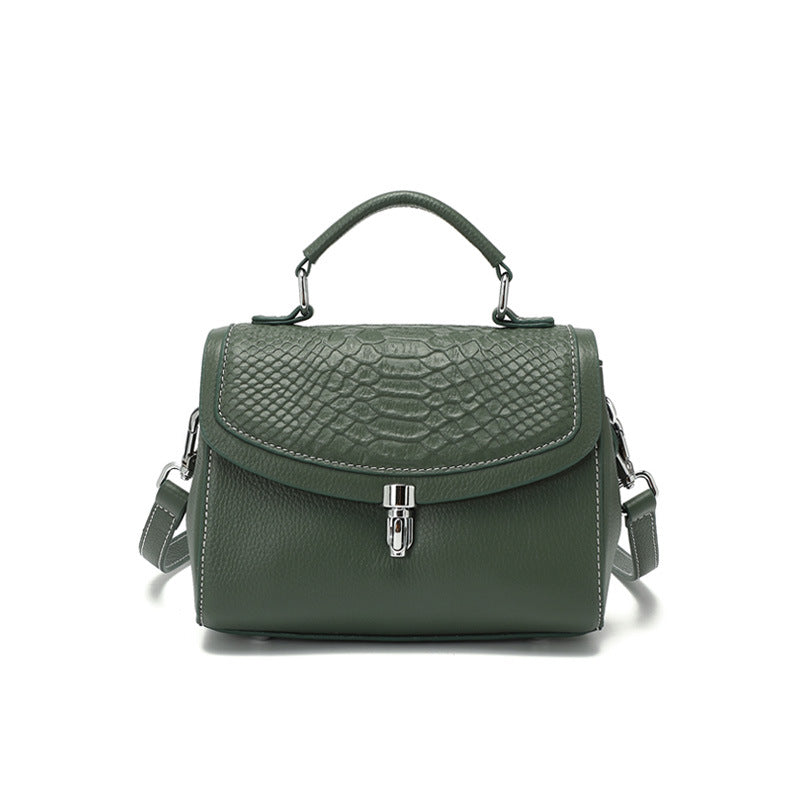 Croc-Embossed Leather Top-Handle Bag