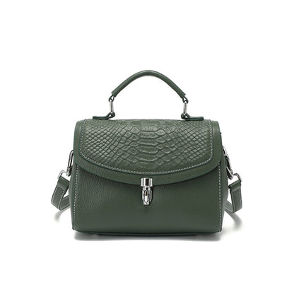 Croc-Embossed Leather Top-Handle Bag
