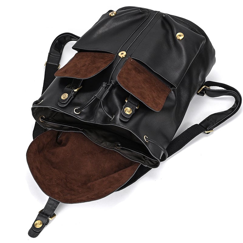 Vintage-Lederrucksack mit Kordelzug