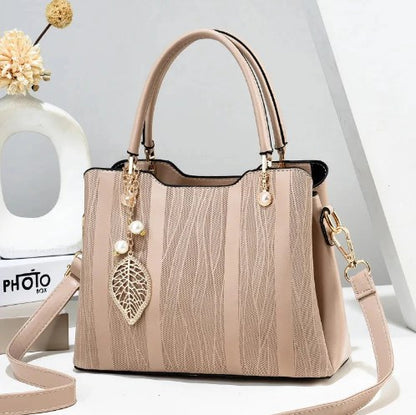 Faux Leather (PU) Handbag with Leaf Charm