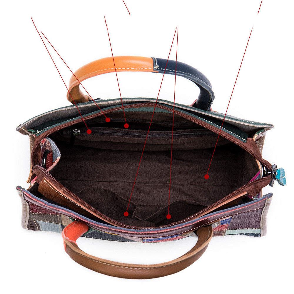Patchwork Leather Boston Handbag