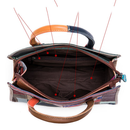 Patchwork Leather Boston Handbag