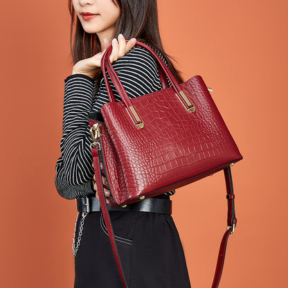 Croc-Embossed Leather Handbag