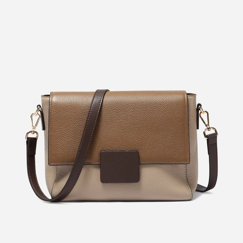 Two-Tone Soft Leather Shoulder Bag